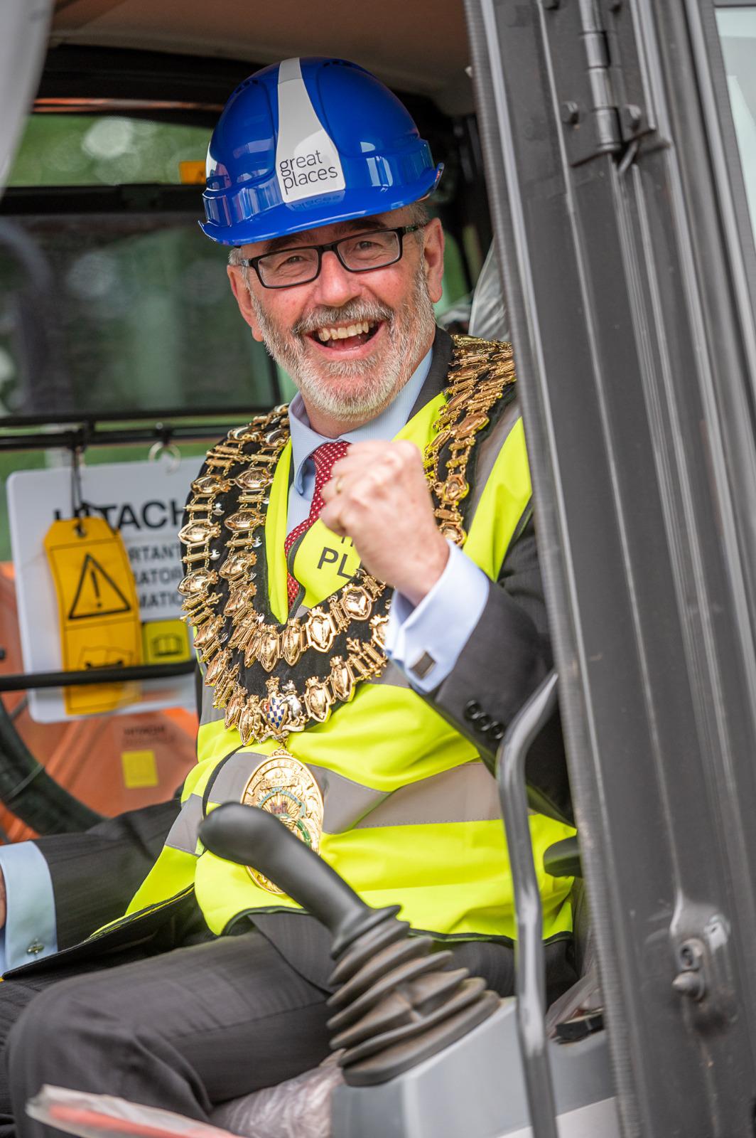 Mayor of Stockport on digger